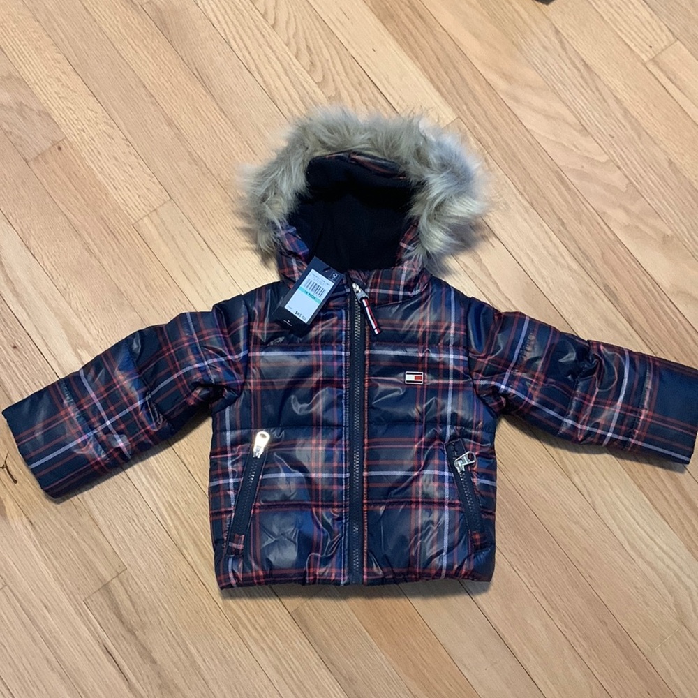 Tommy Hilfiger 18M puffer jacket plaid
